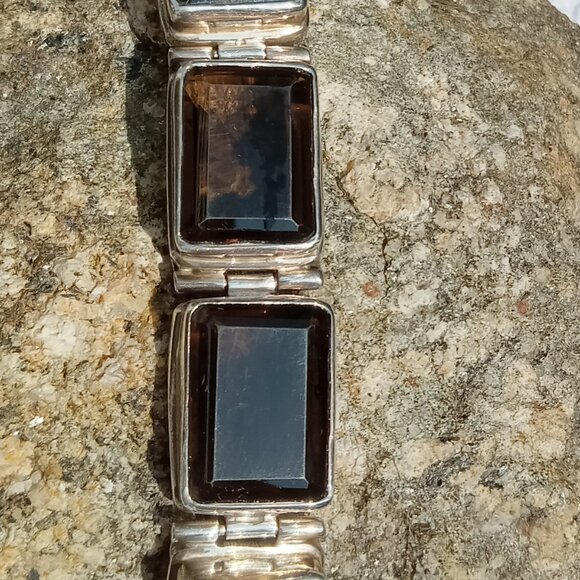 Chunky Smoky Quartz 925 Bracelet - Picture 4 of 5